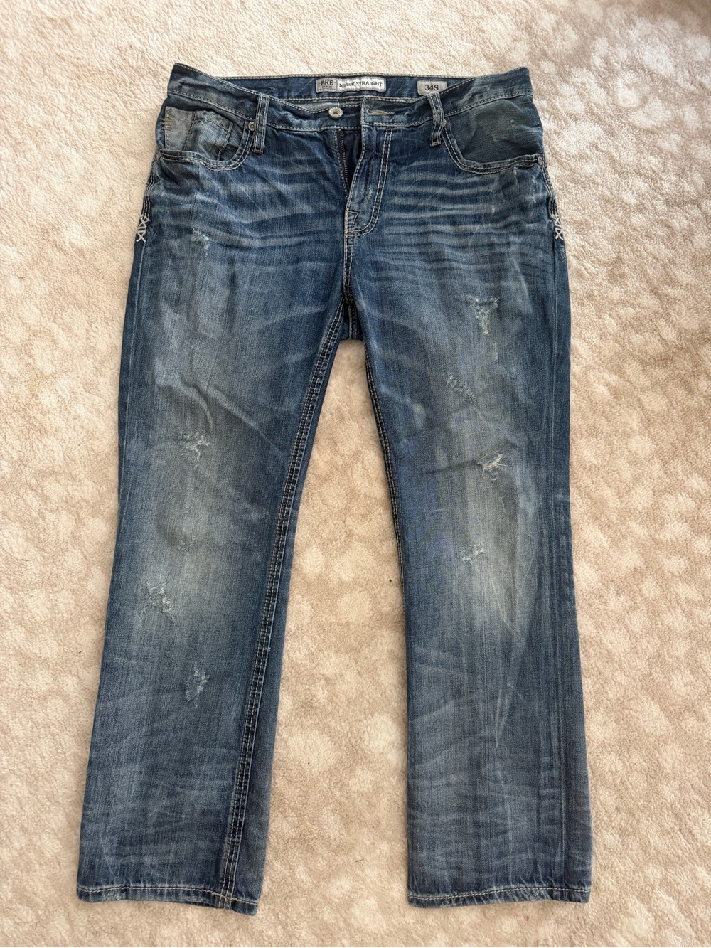 Buckle Men's Faded Blue Straight Jeans